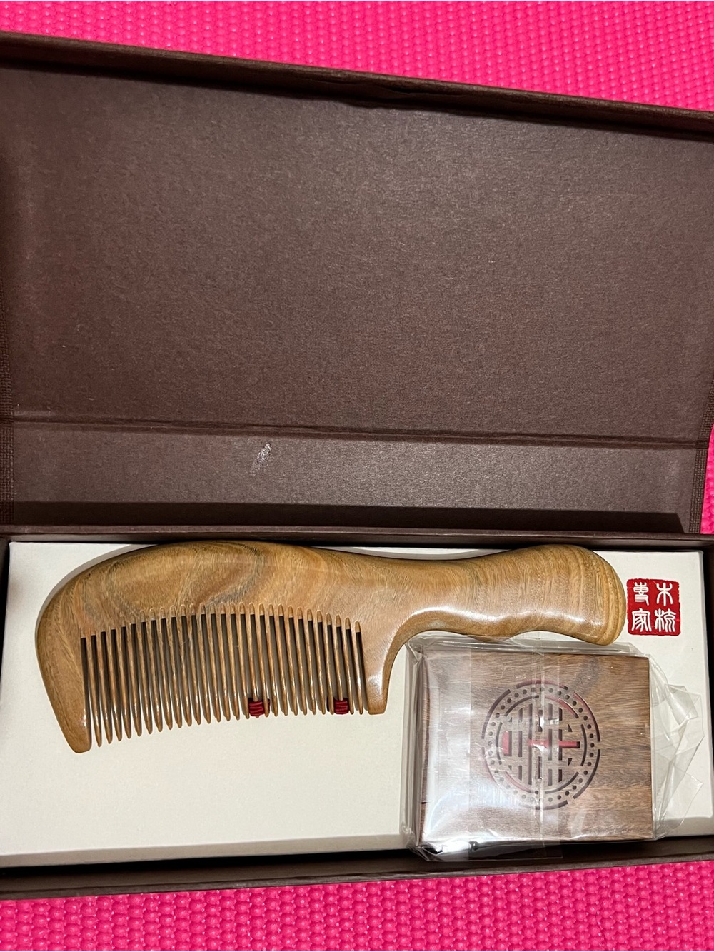 Wooden Handheld Hair Comb for Men - Natural Brown